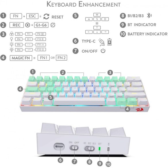 REDRAGON K530W DRACONIC RGB